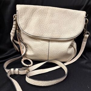 Vince Camuto Pebbled Leather Crossbody Bag – Cream/Off-White